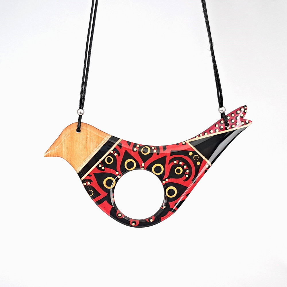 ogrlica-pticaM-rdeca-crna